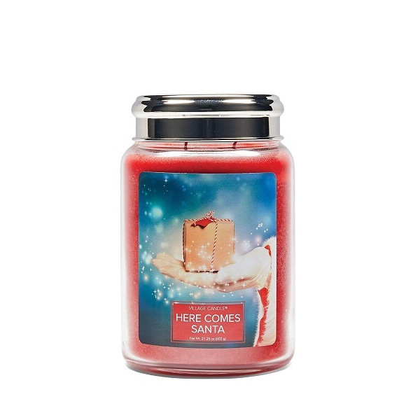 Village Candle® Here Comes Santa 2-Docht-Kerze 602g Limited Edition