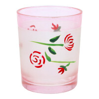 Votivkerzenhalter Glas Pink Flowers