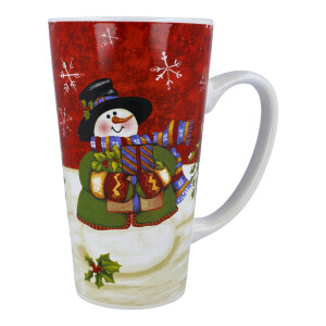 Teetasse / Kaffeebecher XXL Schneemann mit grüner...