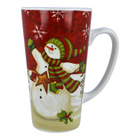 Teetasse / Kaffeebecher XXL Schneemann mit grünem Schal