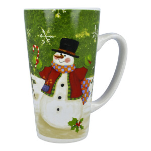 Teetasse / Kaffeebecher XXL Schneemann mit roter Jacke...