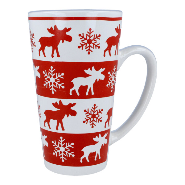 Teetasse / Kaffeebecher XXL Elche und Schneeflocken klein