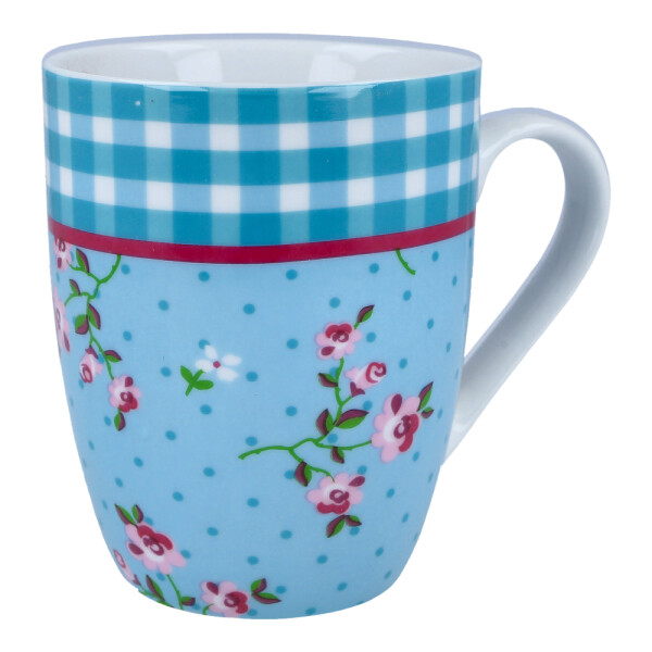 Teetasse / Kaffeebecher Karo & Flowers Grün