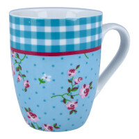 Teetasse / Kaffeebecher Karo & Flowers Grün