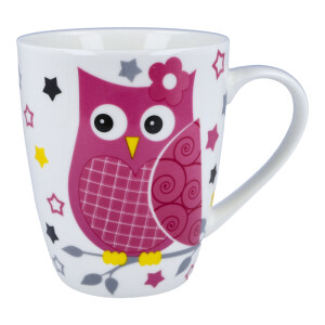 Teetasse / Kaffeebecher "Eule" Pink