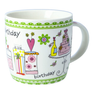Teetasse / Kaffeebecher "Happy Birthday" Grün
