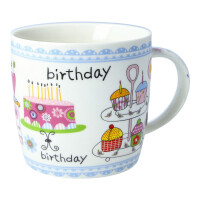 Teetasse / Kaffeebecher "Happy Birthday" Blau