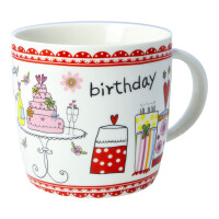 Teetasse / Kaffeebecher "Happy Birthday" Rot