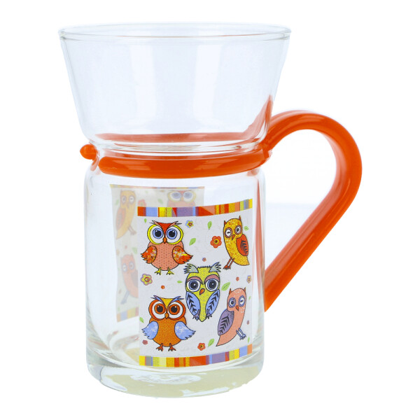 Teetasse / Kaffebecher "Eulentreff" orange