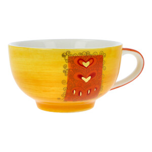 Teetasse / Kaffeebecher "Hearts" orange