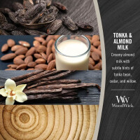 Tonka & Almond Milk Kerzenglas Mittel 275g mit Knisterdocht