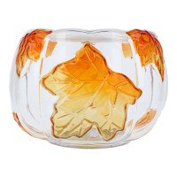 Glass Leafy Pumpkin Jar Holder