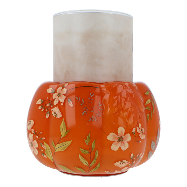 Glass Floral Pumpkin Jar Holder
