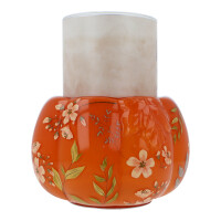 Glass Floral Pumpkin Jar Holder