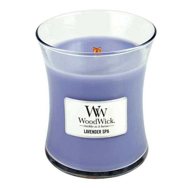 WoodWick® Lavender Spa Kerzenglas Mittel 275g mit Knisterdocht
