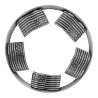 Patriotic Flags Brushed Silver