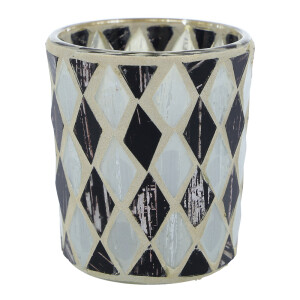 Votivkerzenhalter Mosaikglas Black & White Diamond
