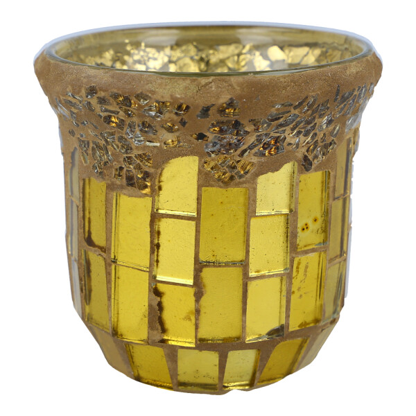 Votivkerzenhalter Crackle-Glas Gold & Gold Mosaik