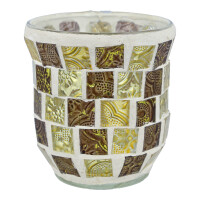 Votivkerzenhalter Crackle-Glas Golden Ornaments