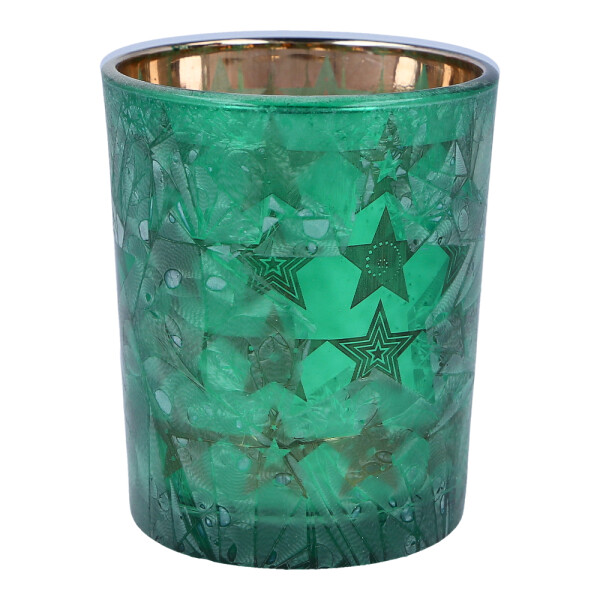 Votivkerzenhalter Glas Green Winter Stars