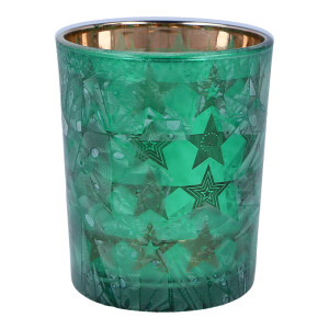 Votivkerzenhalter Glas Green Winter Stars