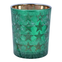 Votivkerzenhalter Glas Green Winter Stars