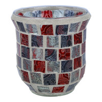 Votivkerzenhalter Crackle-Glas Grey & Red Ornaments
