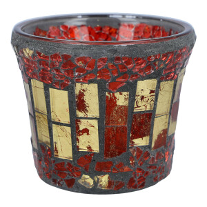 Votivkerzenhalter Red & Gold Crackle mit Mosaik