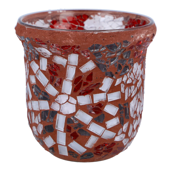 Votivkerzenhalter Crackle-Glas Red & Star