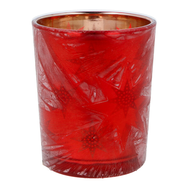 Votivkerzenhalter Glas Red Winter Stars