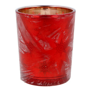 Votivkerzenhalter Glas Red Winter Stars