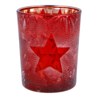 Votivkerzenhalter Glas Red Winter Stars 2