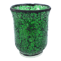 Windlicht Green Crackle