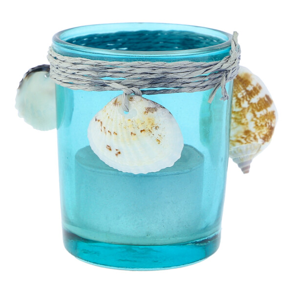 Votivkerzenhalter Glas Muschel türkis