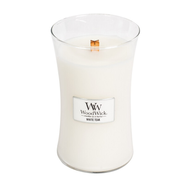 White Teak Kerzenglas Groß 609,5g mit Knisterdocht