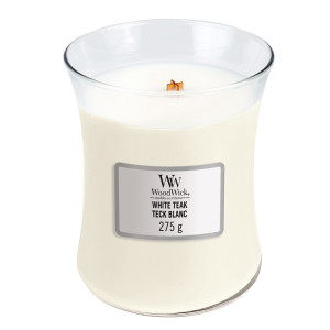 WoodWick® White Teak Kerzenglas Mittel 275g mit...