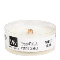 White Teak Petite Kerze 31g mit Knisterdocht