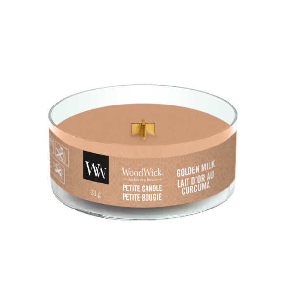 WoodWick® Golden Milk Petite Kerze 31g mit Knisterdocht