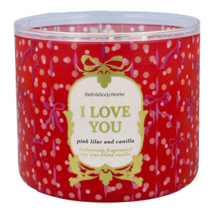 Pink Lilac & Vanilla - I Love You 3-Docht-Kerze 411g